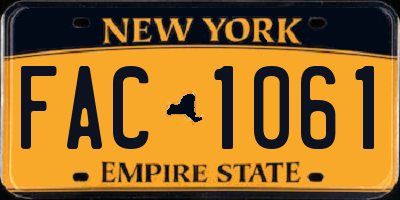 NY license plate FAC1061