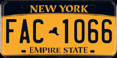 NY license plate FAC1066