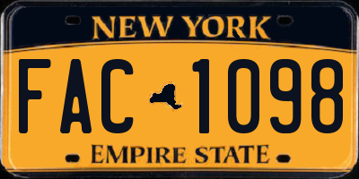 NY license plate FAC1098