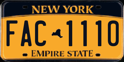 NY license plate FAC1110