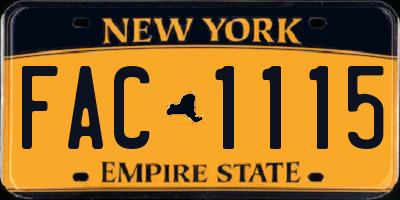 NY license plate FAC1115
