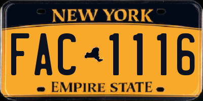 NY license plate FAC1116