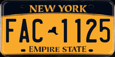 NY license plate FAC1125