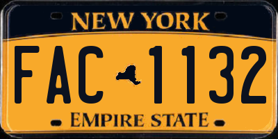 NY license plate FAC1132