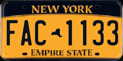 NY license plate FAC1133