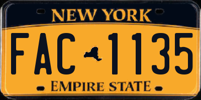 NY license plate FAC1135