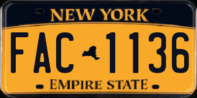 NY license plate FAC1136