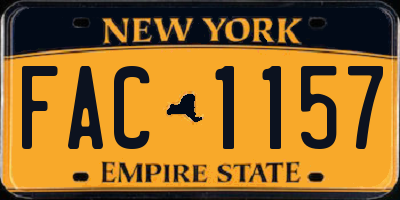 NY license plate FAC1157