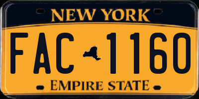 NY license plate FAC1160