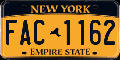 NY license plate FAC1162