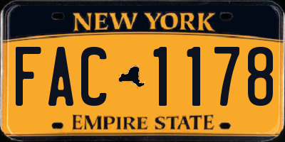 NY license plate FAC1178