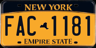 NY license plate FAC1181