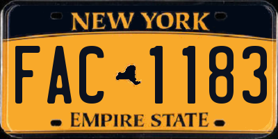 NY license plate FAC1183