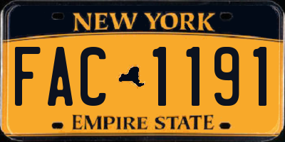 NY license plate FAC1191