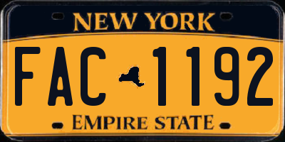 NY license plate FAC1192