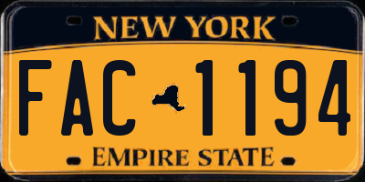 NY license plate FAC1194