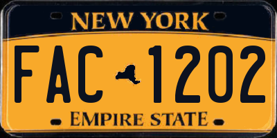 NY license plate FAC1202