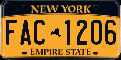 NY license plate FAC1206
