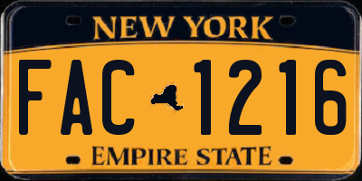 NY license plate FAC1216