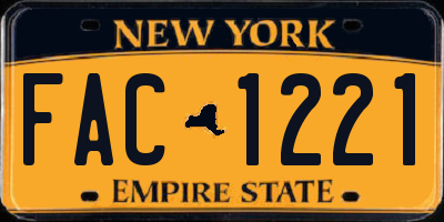 NY license plate FAC1221