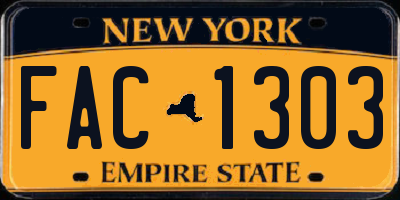 NY license plate FAC1303