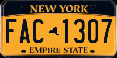 NY license plate FAC1307