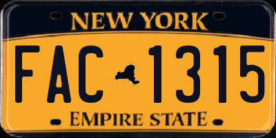 NY license plate FAC1315