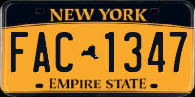 NY license plate FAC1347