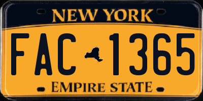 NY license plate FAC1365