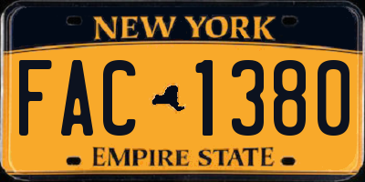NY license plate FAC1380