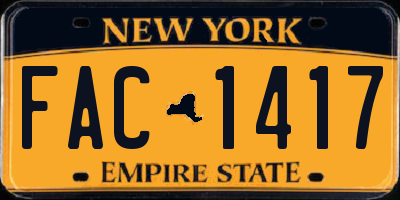 NY license plate FAC1417