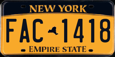 NY license plate FAC1418