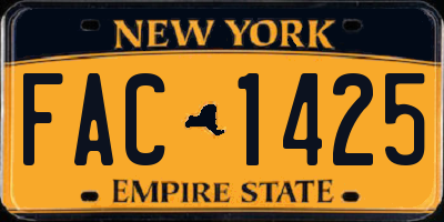 NY license plate FAC1425