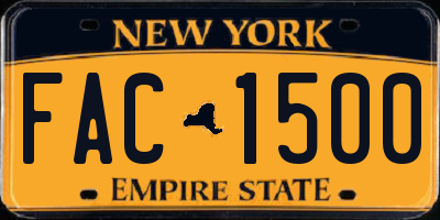 NY license plate FAC1500