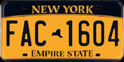 NY license plate FAC1604