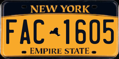 NY license plate FAC1605