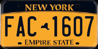NY license plate FAC1607