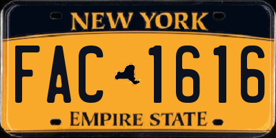 NY license plate FAC1616