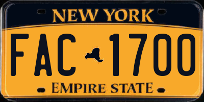 NY license plate FAC1700