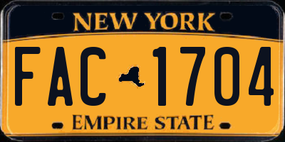 NY license plate FAC1704