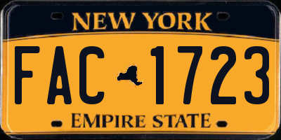 NY license plate FAC1723