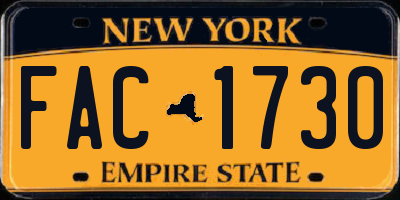 NY license plate FAC1730