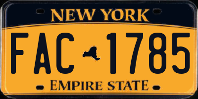 NY license plate FAC1785