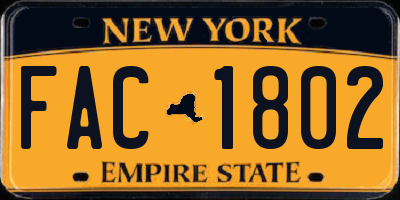 NY license plate FAC1802
