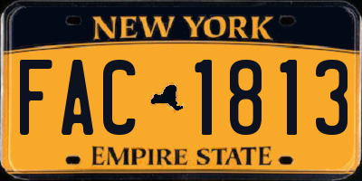 NY license plate FAC1813