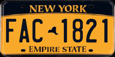 NY license plate FAC1821