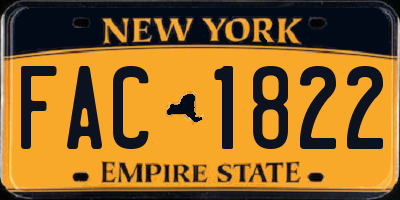 NY license plate FAC1822