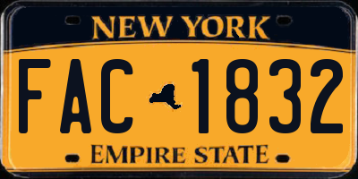 NY license plate FAC1832