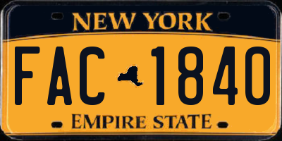 NY license plate FAC1840