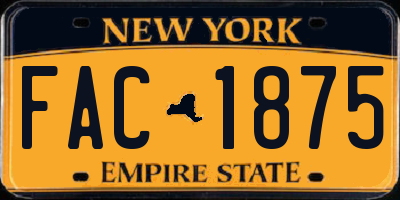 NY license plate FAC1875